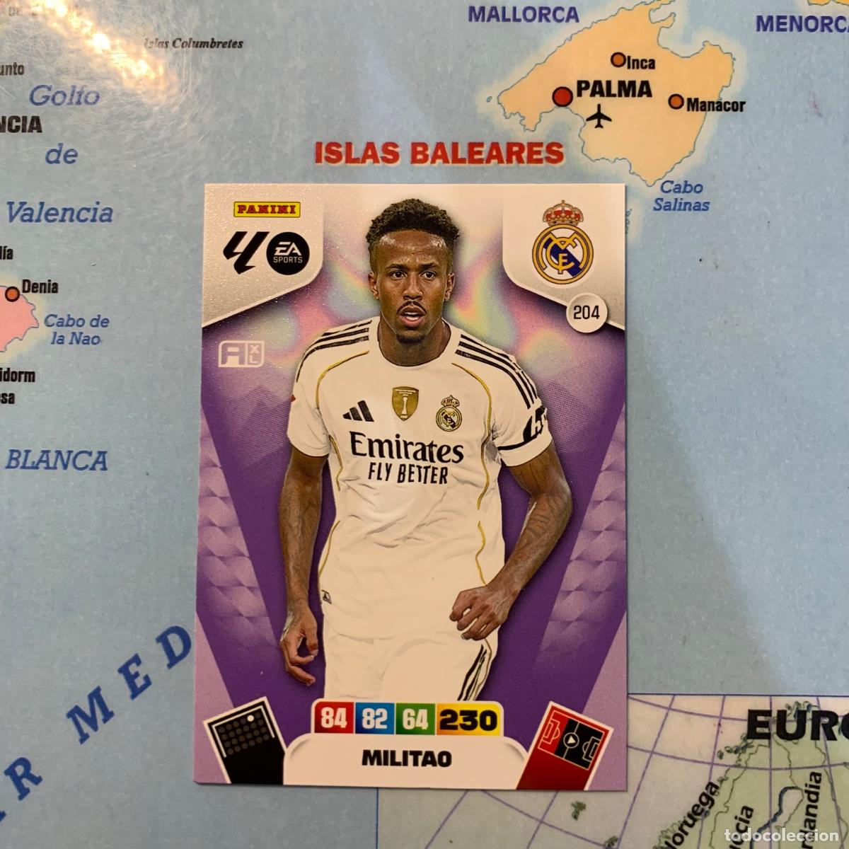 Cromos de F&uacute;tbol: Militao n&uacute;mero 204 del Real Madrid cromo adrenalyn XL 25-26 2025-2026