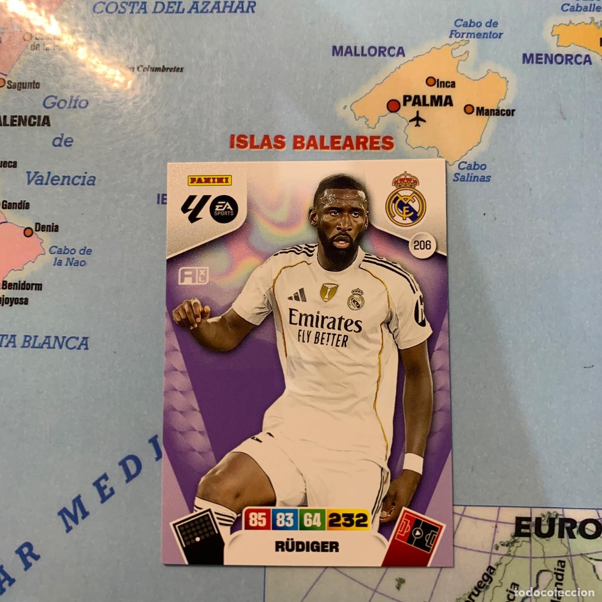 Cromos de F&uacute;tbol: Rudiger n&uacute;mero 206 del Real Madrid cromo adrenalyn XL 25-26 2025-2026