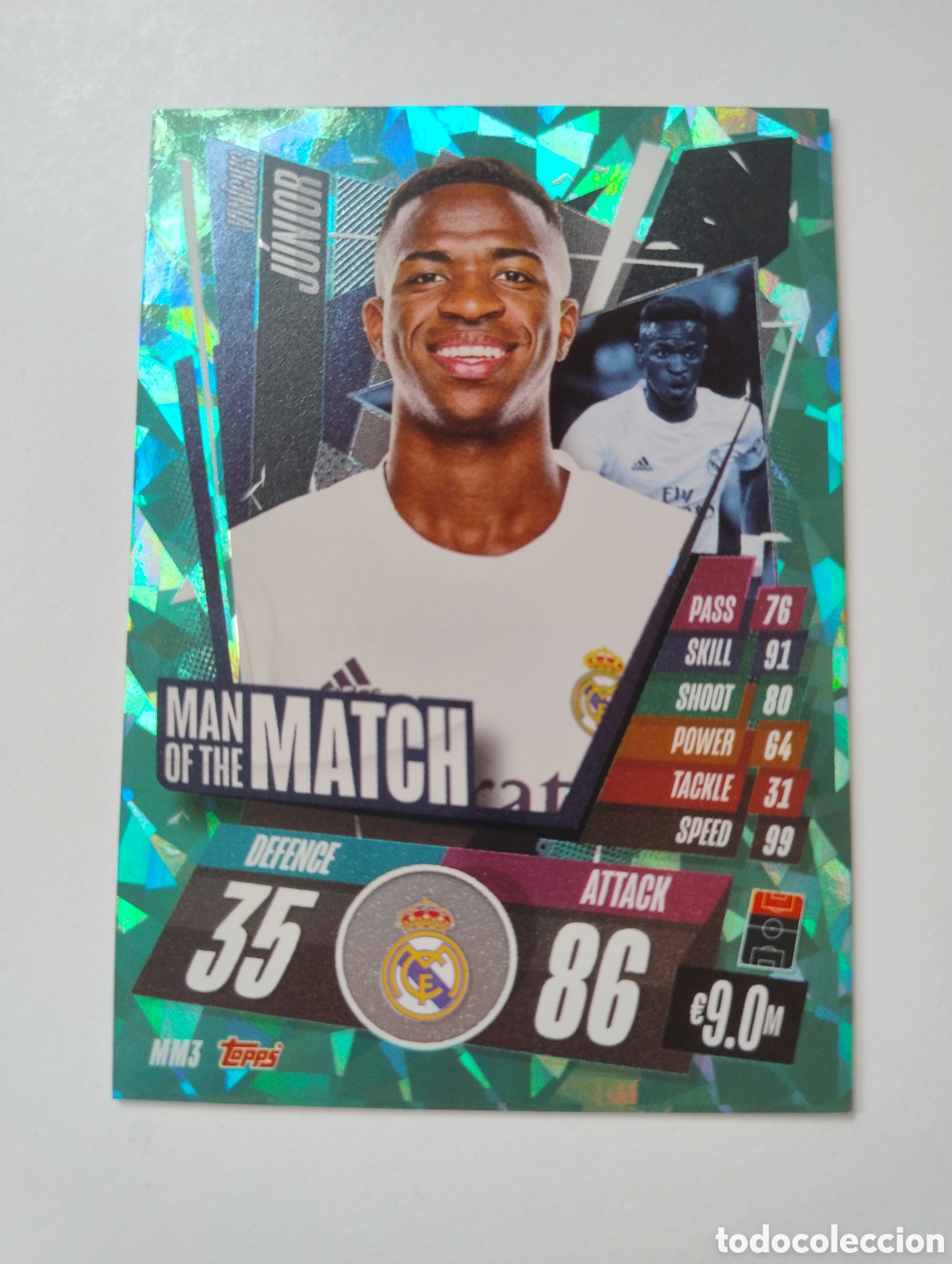 Fu&szlig;ball-Sticker: MM 3 - Vini Jr Vinicius - Real Madrid - Topps Match Attax 2020 - 2021 Man of the Match