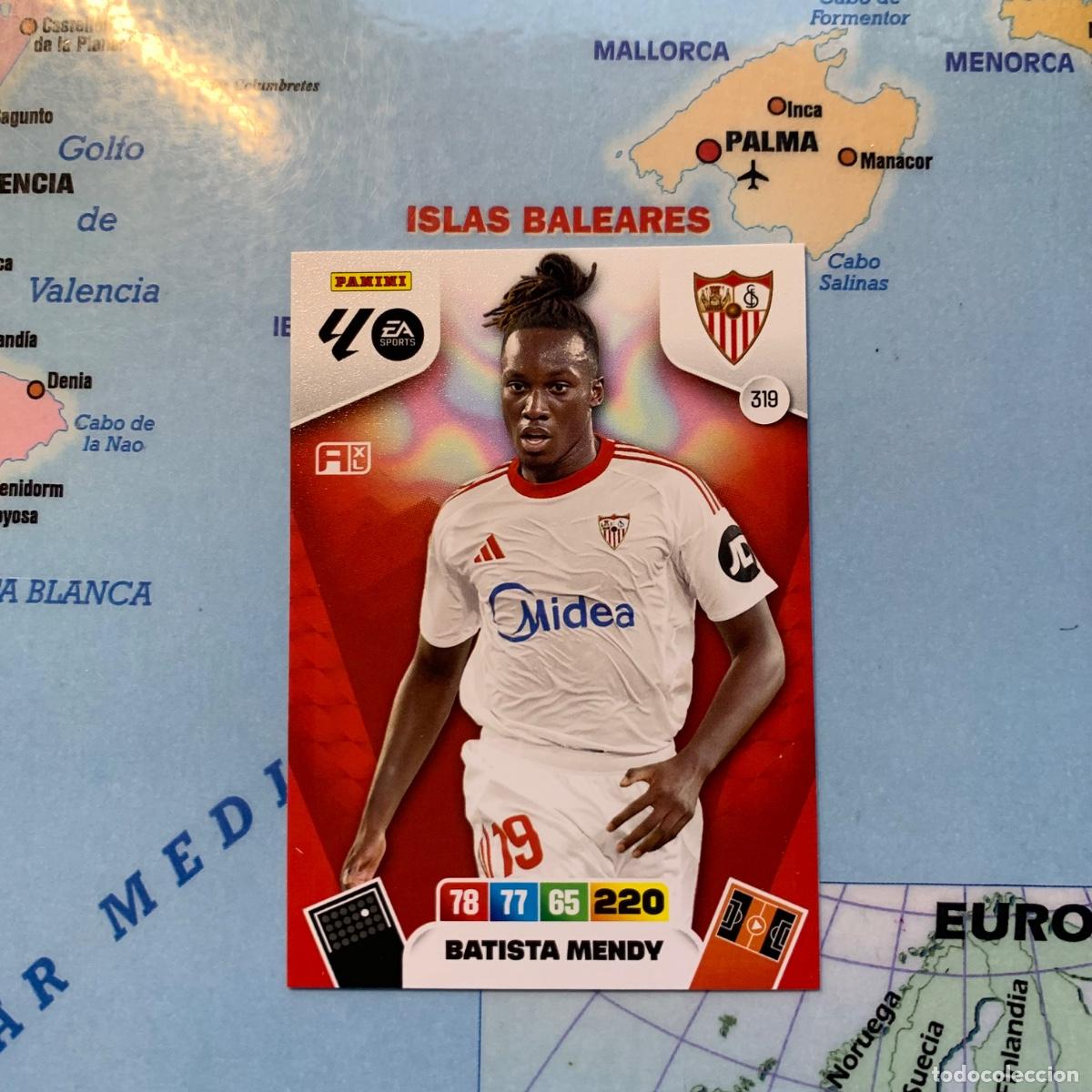 Football Stickers: Batista Mendy n&uacute;mero 319 del Sevilla cromo adrenalyn XL 25-26 2025-2026