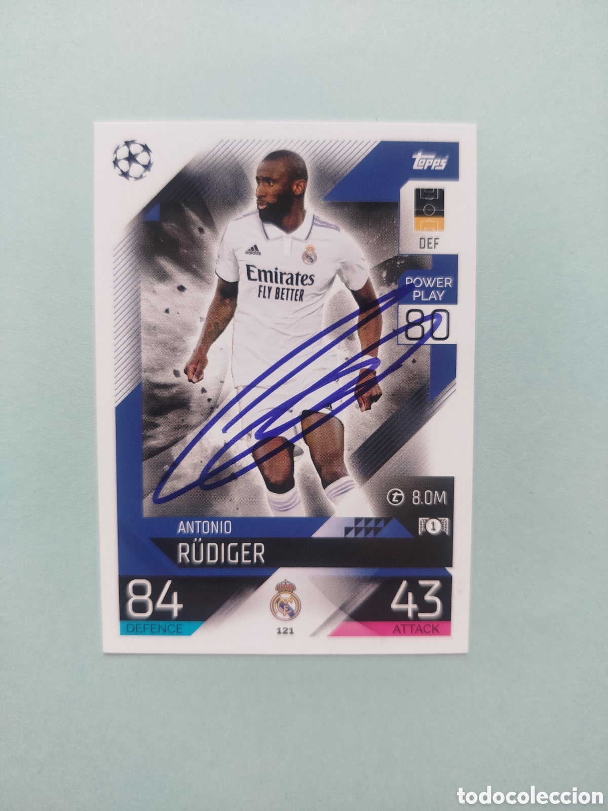 Cartes &agrave; collectionner de Football: CROMO FIRMADO RUDIGER REAL MADRID FIRMA