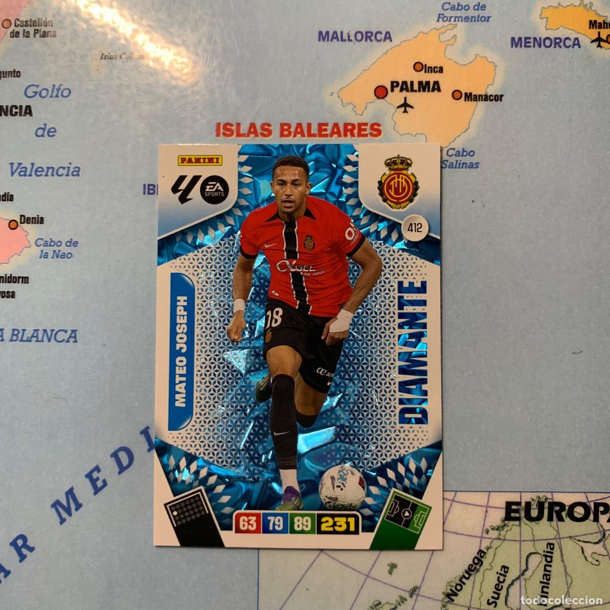 Cartes &agrave; collectionner de Football: Mateo Joseph Diamante n&uacute;mero 412 del Mallorca cromo adrenalyn XL 25-26 2025-2026