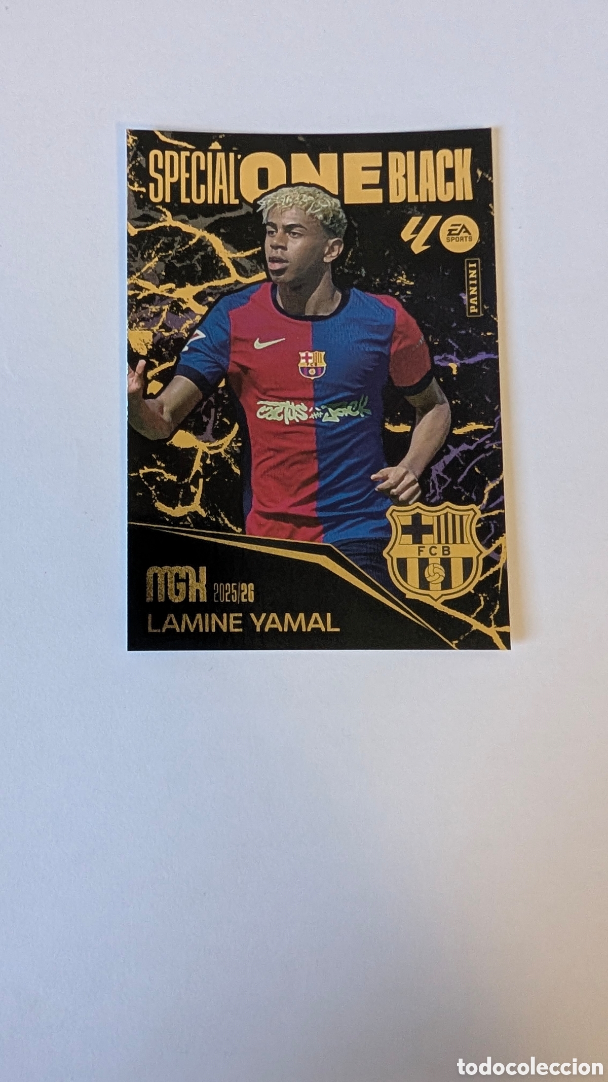 Cromos de F&uacute;tbol: LAMINE YAMAL BARCELONA SPECIAL ONE BLACK MEGACRACKS LIGA 2025/2026 25 26 PANINI