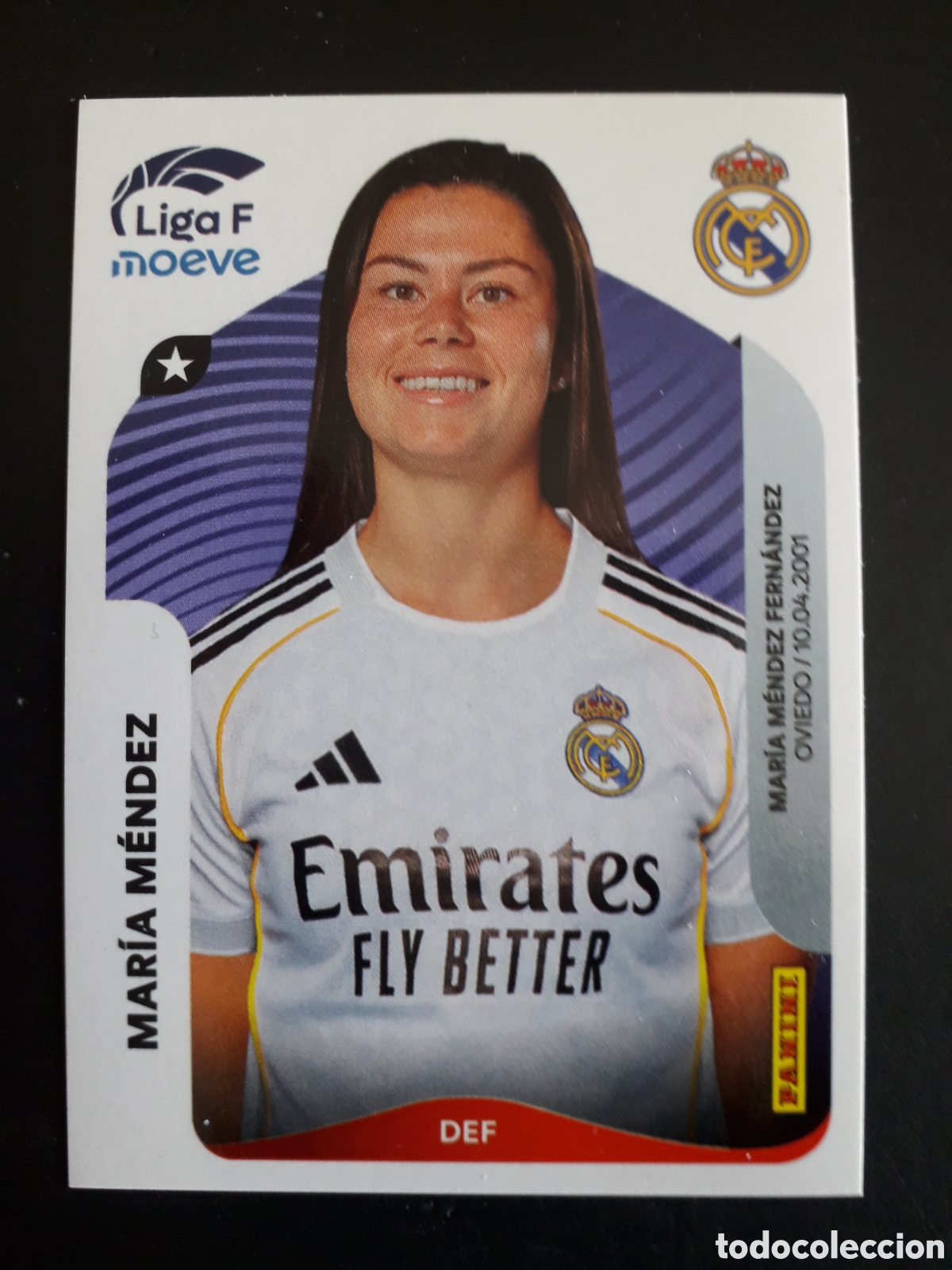 Cromos de F&uacute;tbol: MAR&Iacute;A M&Eacute;NDEZ REAL MADRID N&deg; 268 LIGA F FEMENINA 2025 2026 25 26 PANINI SIN PEGAR PEDIDO M&Iacute;NIMO 3&euro;