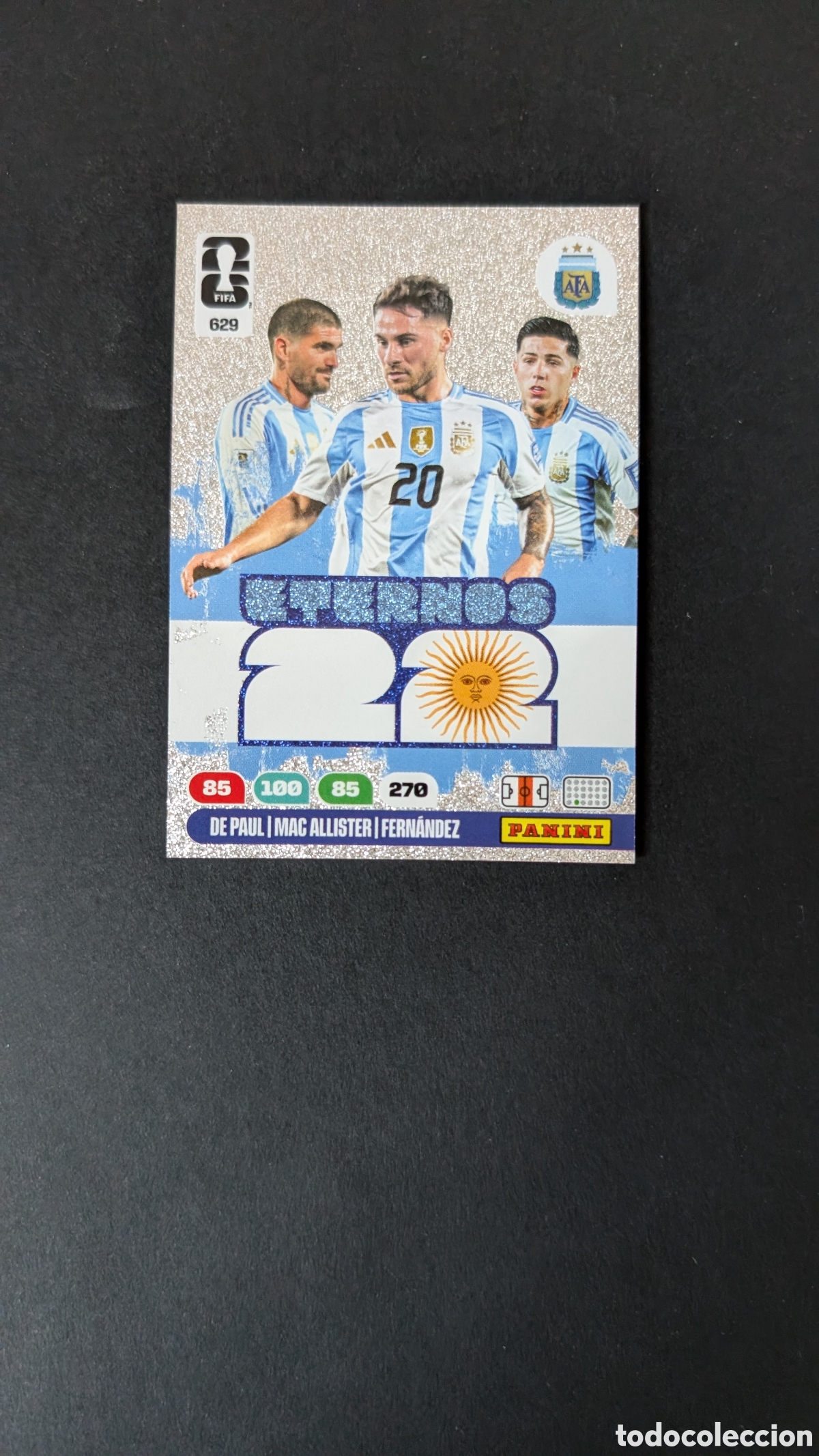 Cartes &agrave; collectionner de Football: DE PAUL MAC ALLISTER FERNANDEZ 629 ETERNOS ARGENTINA ADRENALYN XL FIFA WORLD CUP 2026 26 USA PANINI