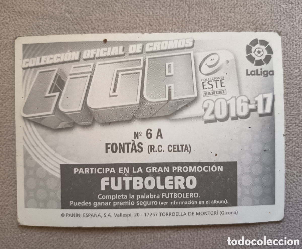 Cromos de f&uacute;tbol: Cromo Font&aacute;s 2016/17 Celta de Vigo - Foto 2