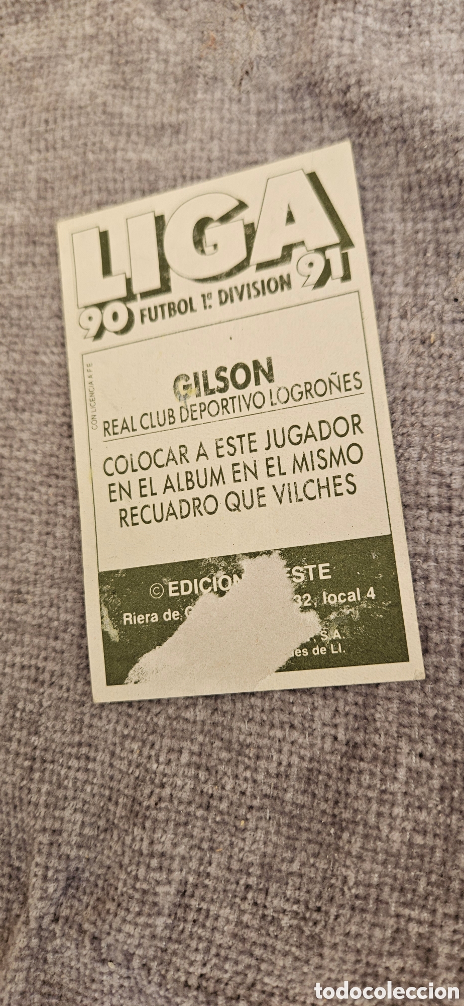 Cromos de f&uacute;tbol: Gilson logro&ntilde;es este 1990 1991 90 91 - Foto 2