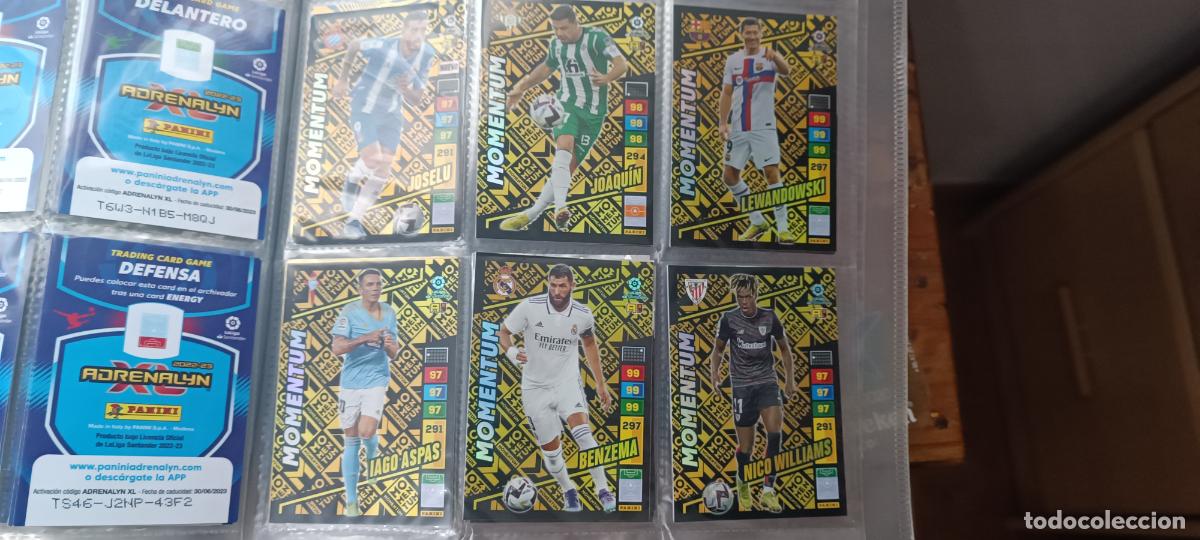 Cromos de F&uacute;tbol: LOTE 6 Momentum Adrenalyn XL 22 23 NICO LEWANDOWSKI ASPAS JOAQUIN BENZEMA JOSELU