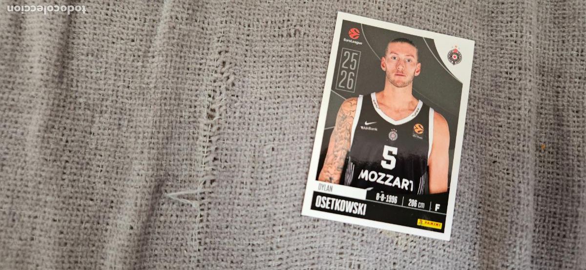 Cromos de F&uacute;tbol: euroliga partizan 306 osetkowski euroleague 2025 2026 25 26 trading card