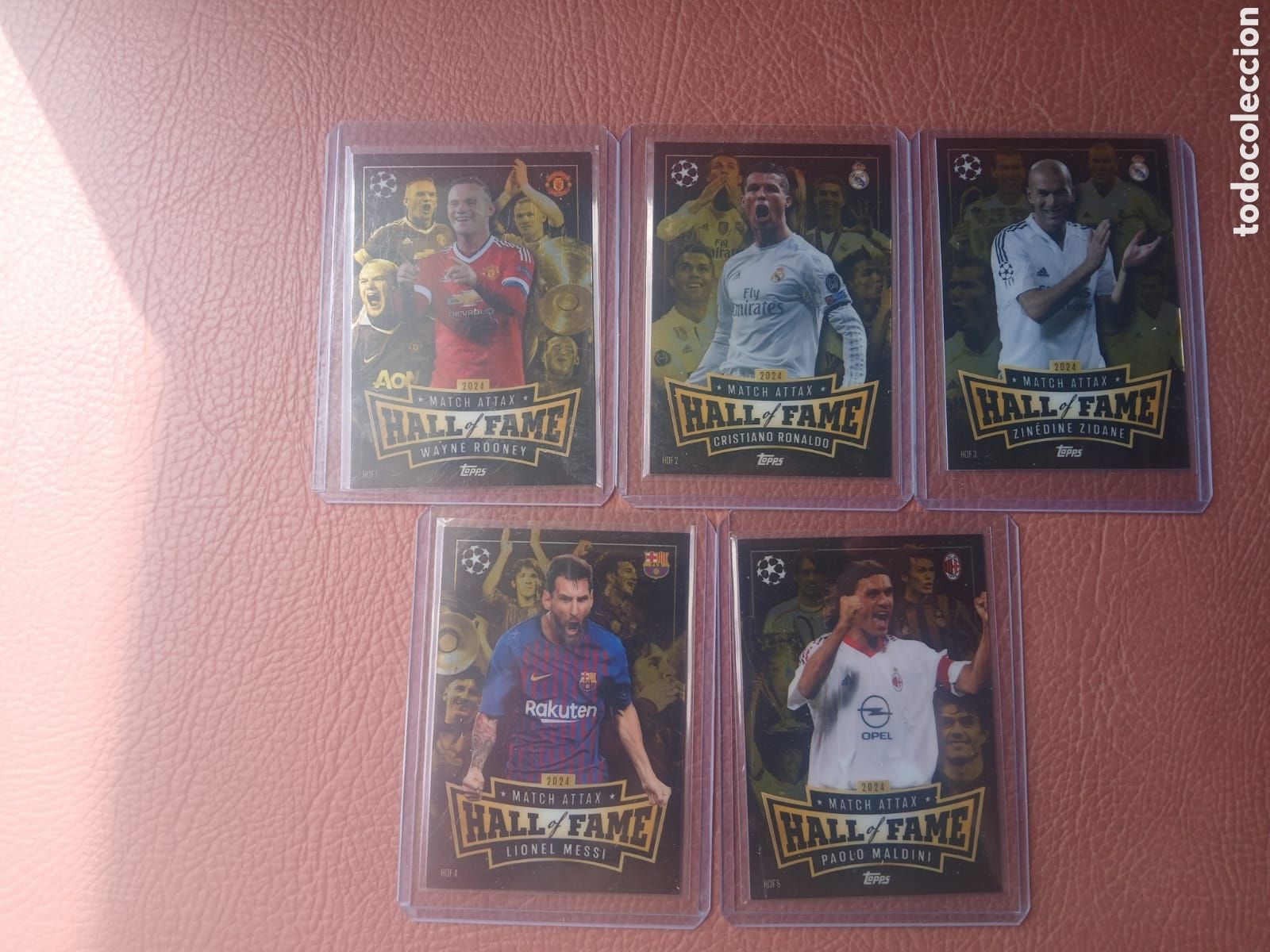 Cromos de F&uacute;tbol: TOPPS MATCH ATTAX 24/25. Lote completo de 5 HALL OF FAME. 1.WAYNE ROONE,Manchester Unied 2.Leonel Me