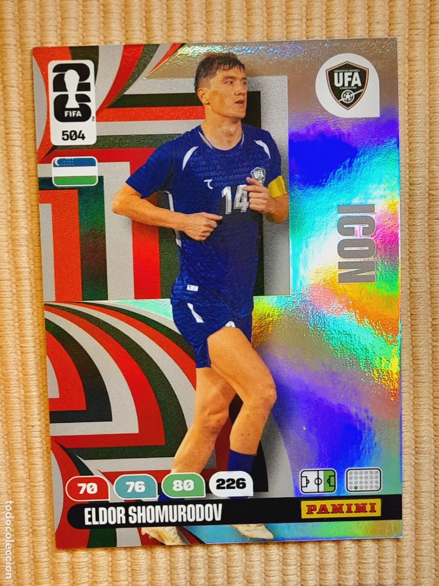Cromos de F&uacute;tbol: CARD 504 ELDOR SHOMURODOV (ICON) UZBEKISTAN. FIFA WORLD CUP 2026 ADRENALYN XL