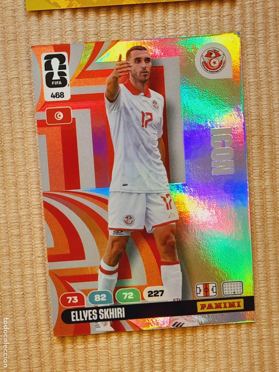 Cromos de F&uacute;tbol: CARD 468 ELLYES SKHRI (ICON) TUNEZ. FIFA WORLD CUP 2026 ADRENALYN XL