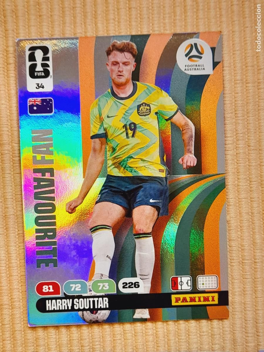 Cromos de F&uacute;tbol: CARD 34 HARRY SOUTTAR (FAN FAVOURITE) AUSTRALIA. FIFA WORLD CUP 2026 ADRENALYN XL
