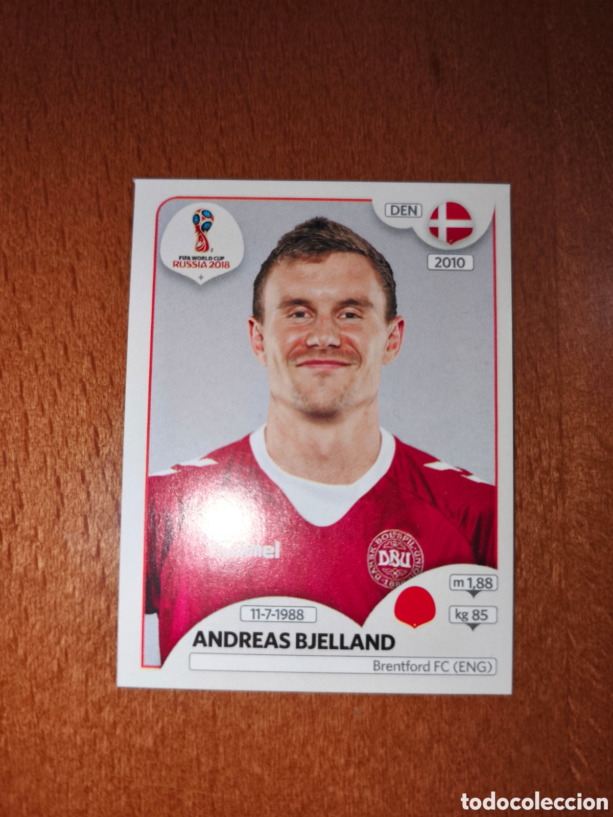 Fu&szlig;ball-Sticker: Andreas Bjelland n&deg;258 Fifa World Cup Rusia Russia 2018 Dinamarca