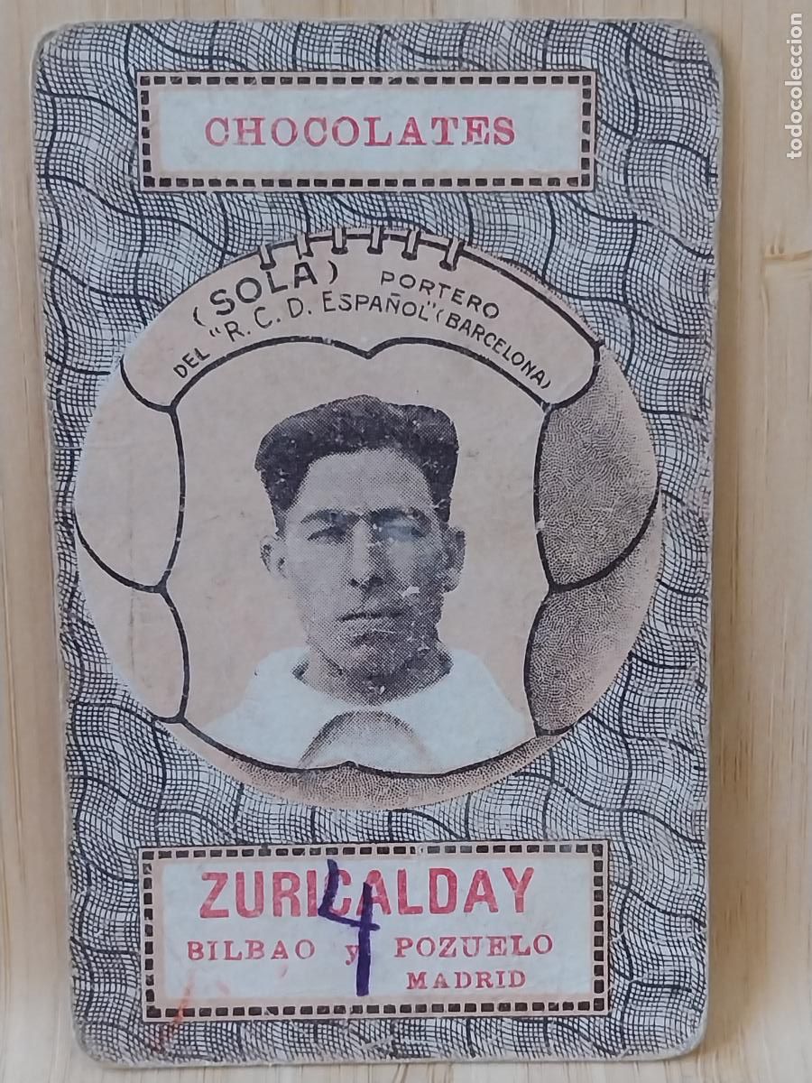 Football Stickers: SOLA R C D ESPA&Ntilde;OL CROMO CARTA CHOCOLATES ZURICALDAY BILBAO POZUELO 9.7X6.2CMS
