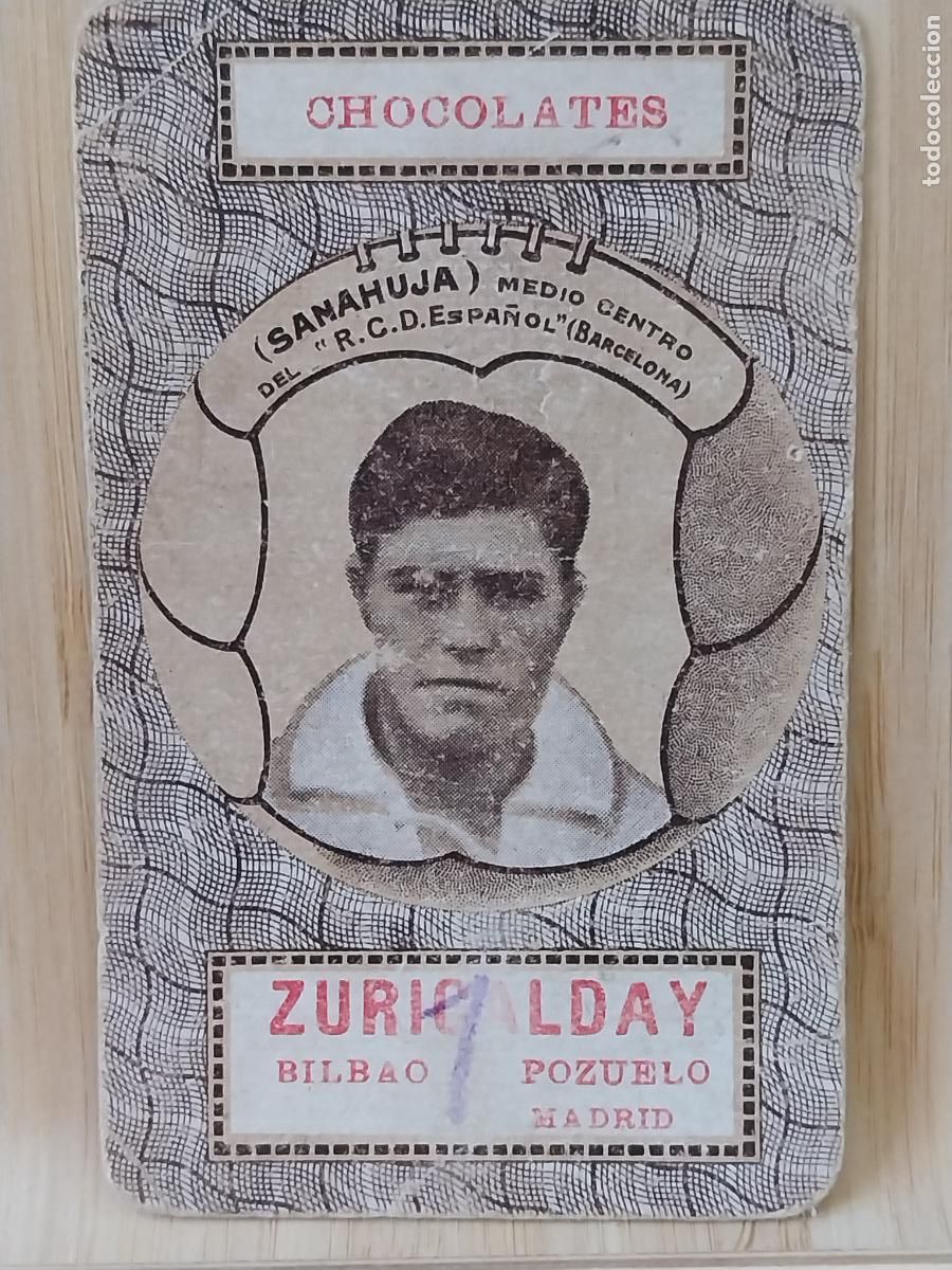 Figurine di Calcio: SAMAHUJA R C D ESPA&Ntilde;OL CROMO CARTA CHOCOLATES ZURICALDAY BILBAO POZUELO 9.7X6.2CMS