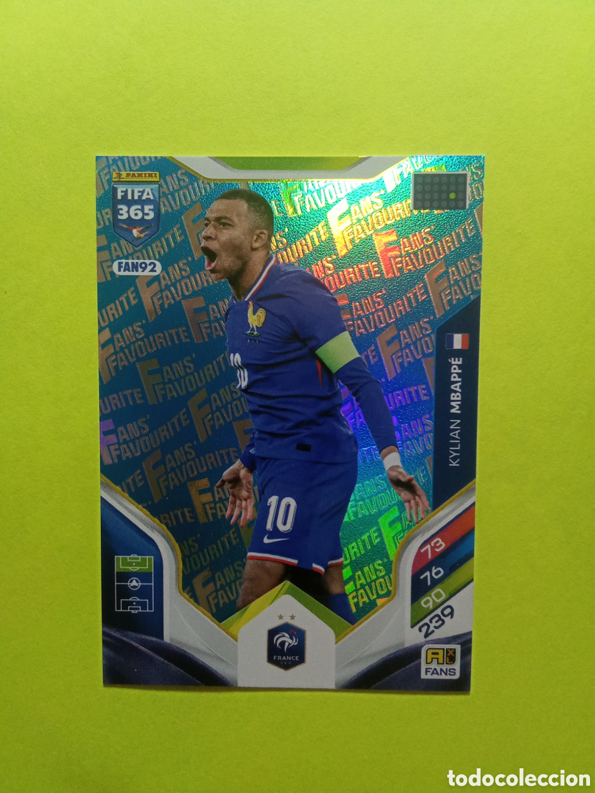 Cromos de F&uacute;tbol: CROMO FAN 92 MBAPPE FRANCIA AZUL BLUE FAN FAVOURITE FIFA 365 2026 ADRENALYN 25-26
