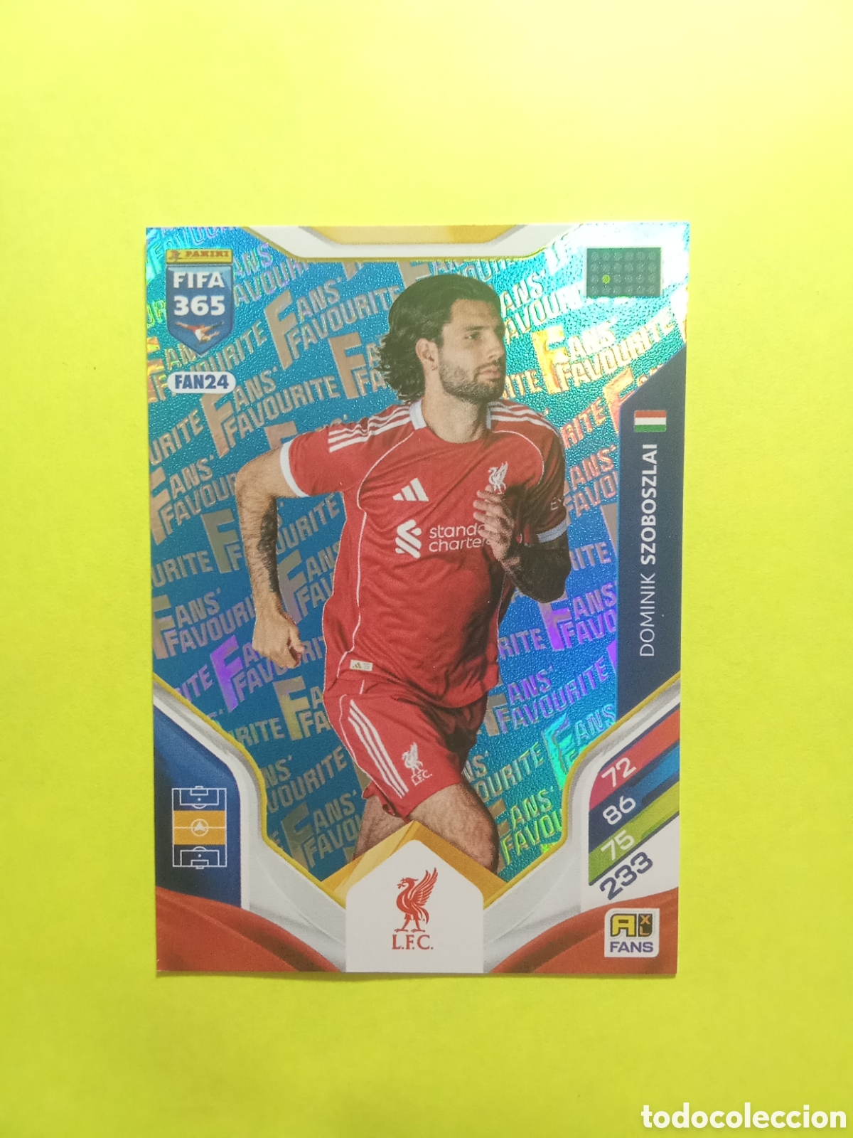 Football Stickers: CROMO FAN 24 SZOBOSZLAI LIVERPOOL AZUL BLUE FAN FAVOURITE FIFA 365 2026 ADRENALYN 25-26