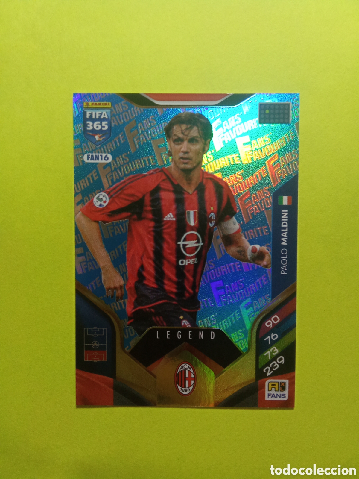 Figurine di Calcio: CROMO FAN 16 MALDINI LEGEND MILAN AZUL BLUE FAN FAVOURITE FIFA 365 2026 ADRENALYN 25-26