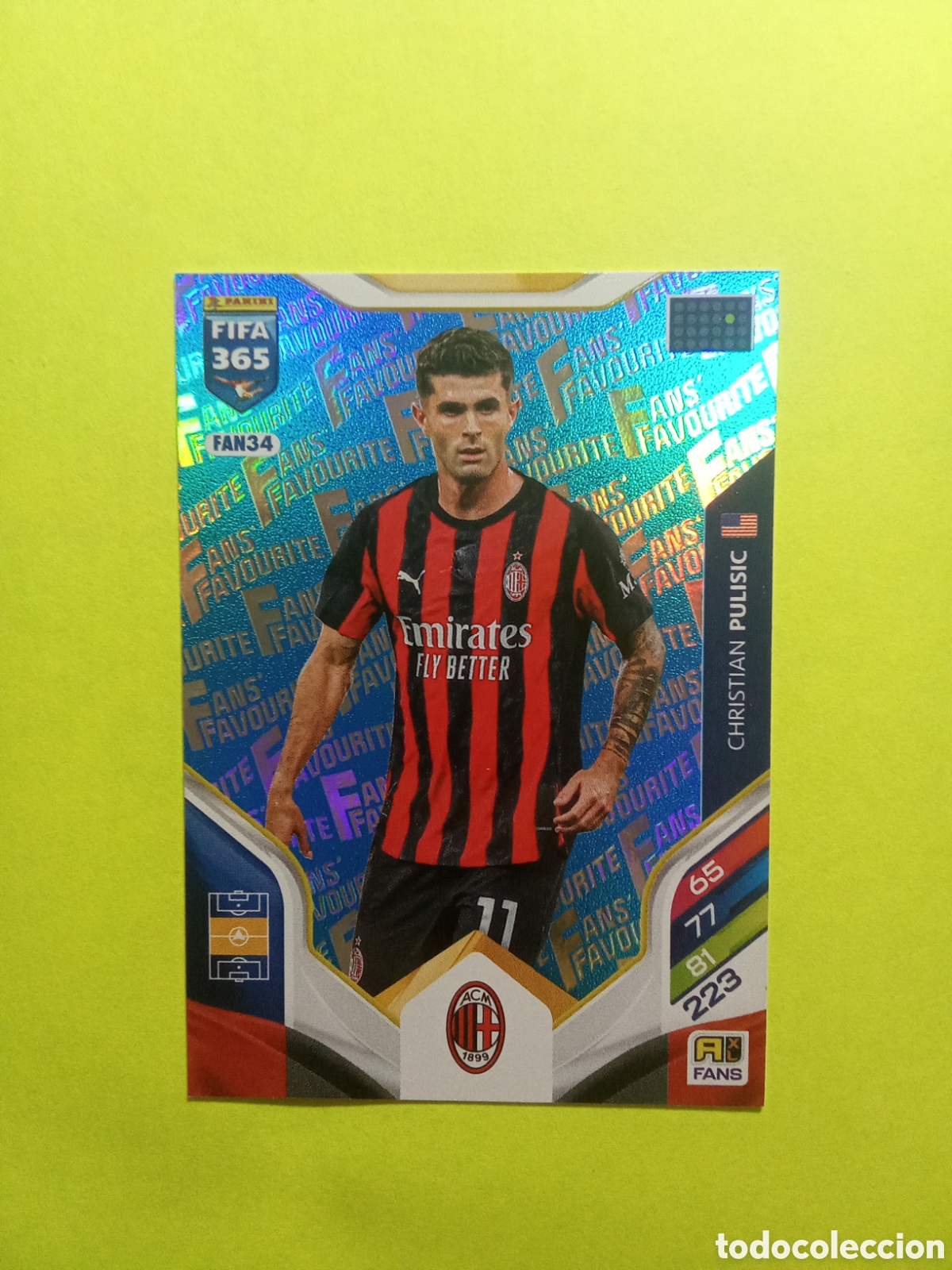 Figurine di Calcio: CROMO FAN 34 PULISIC MILAN AZUL BLUE FAN FAVOURITE FIFA 365 2026 ADRENALYN 25-26
