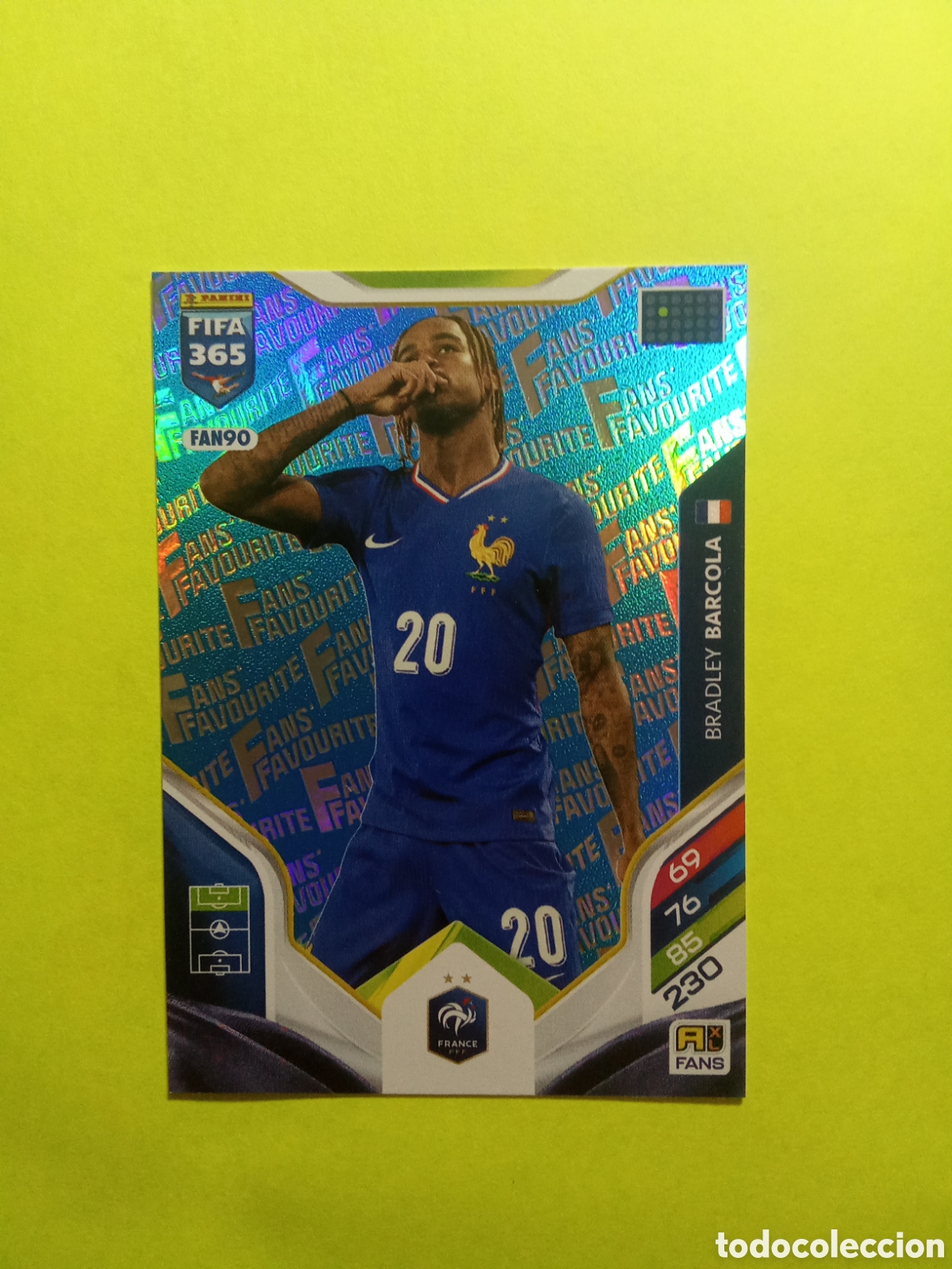Cromos de F&uacute;tbol: CROMO FAN 90 BARCOLA FRANCIA AZUL BLUE FAN FAVOURITE FIFA 365 2026 ADRENALYN 25-26
