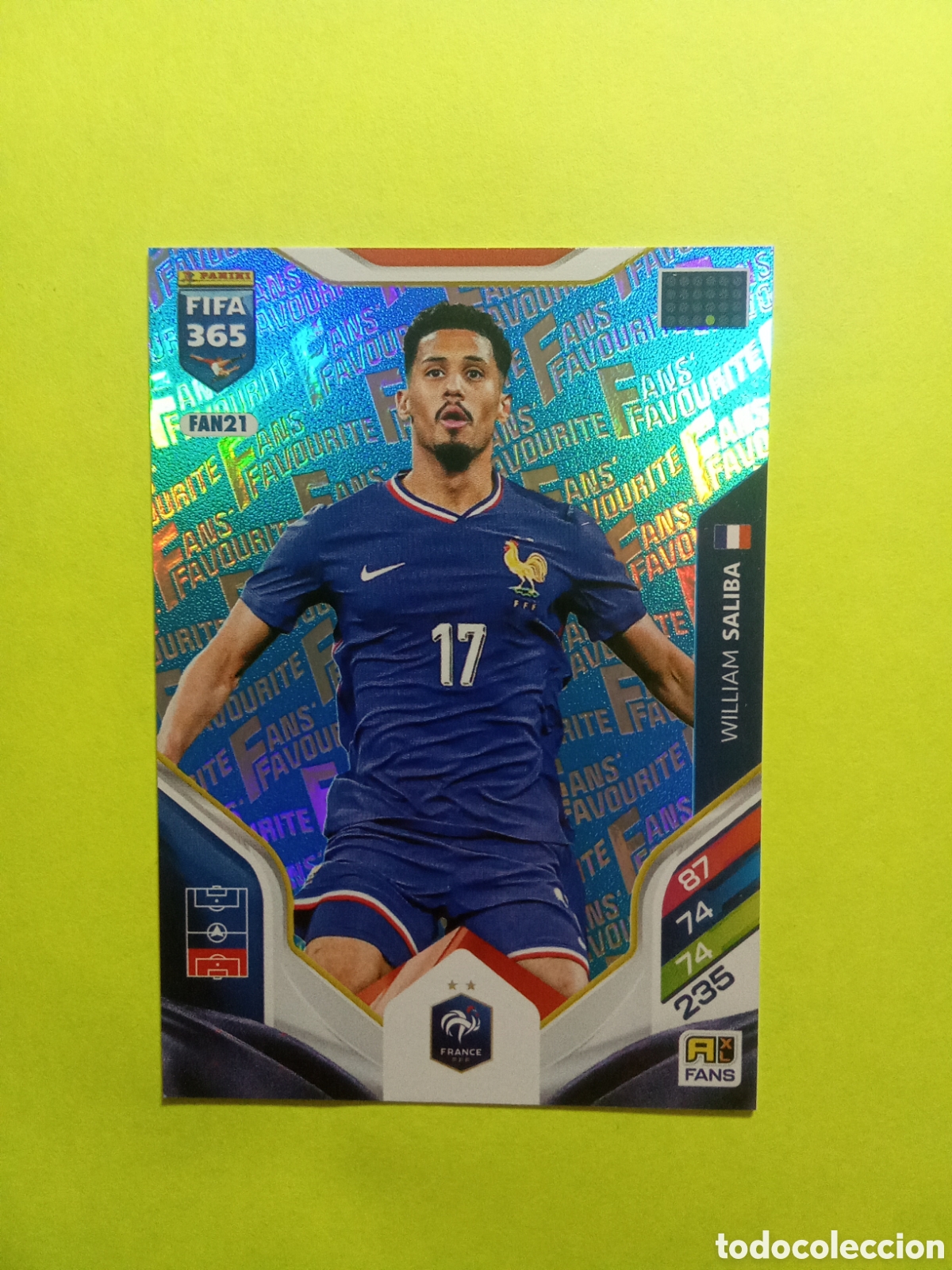 Cromos de F&uacute;tbol: CROMO FAN 21 SALIBA FRANCIA AZUL BLUE FAN FAVOURITE FIFA 365 2026 ADRENALYN 25-26