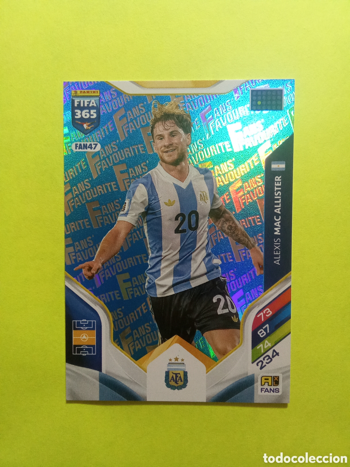 Figurine di Calcio: CROMO FAN 47 MAC ALLISTER ARGENTINA AZUL BLUE FAN FAVOURITE FIFA 365 2026 ADRENALYN 25-26