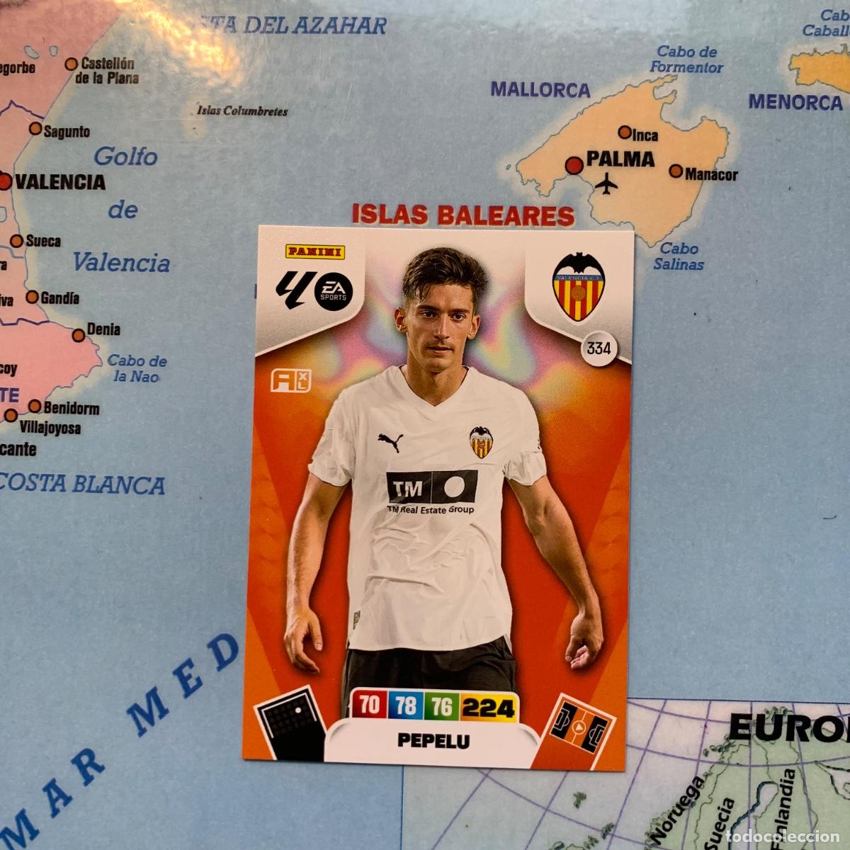 Cartes &agrave; collectionner de Football: Pepelu n&uacute;mero 334 del Valencia cromo adrenalyn XL 25-26 2025-2026