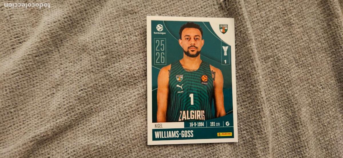 Cromos de Futebol: zalgiris william goss 369 euroliga 2025 2026 25 26 trading card