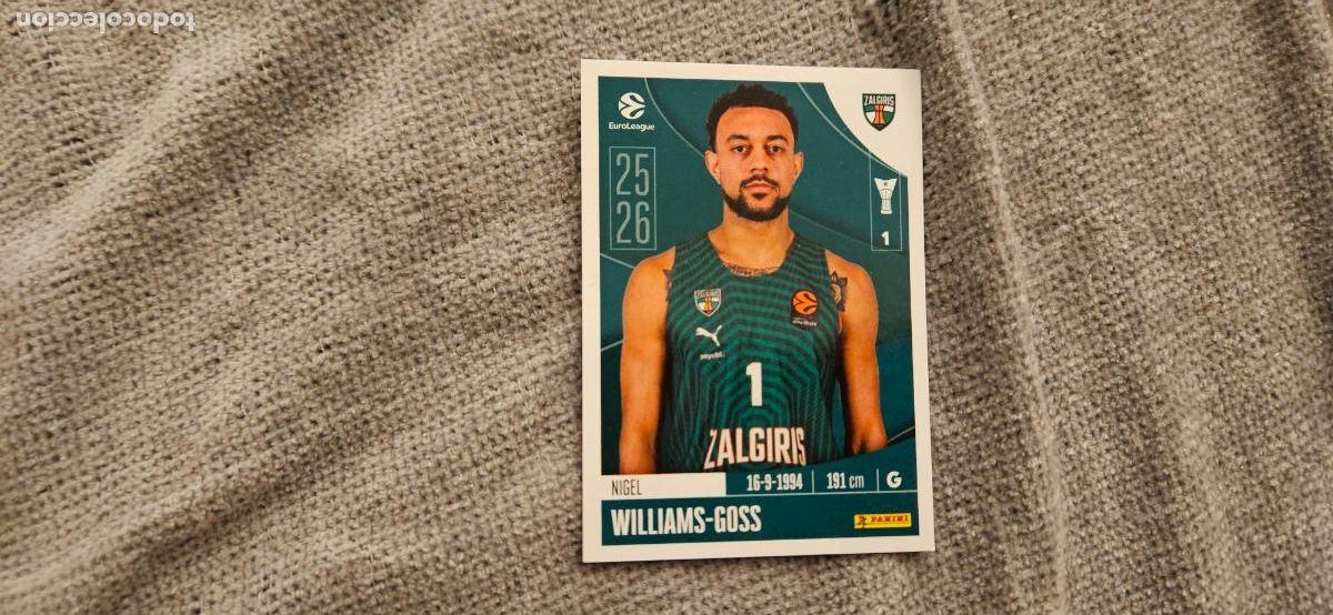Cromos de Futebol: zalgiris william goss 369 euroliga 2025 2026 25 26 trading card