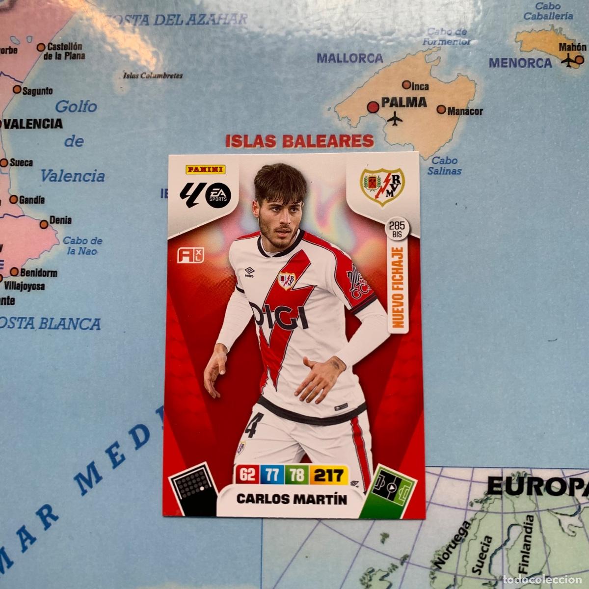 Football Stickers: Carlos Mart&iacute;n nuevo fichaje n&uacute;mero 285 Bis del Rayo vallecano cromo adrenalyn XL 25-26 2025-2026