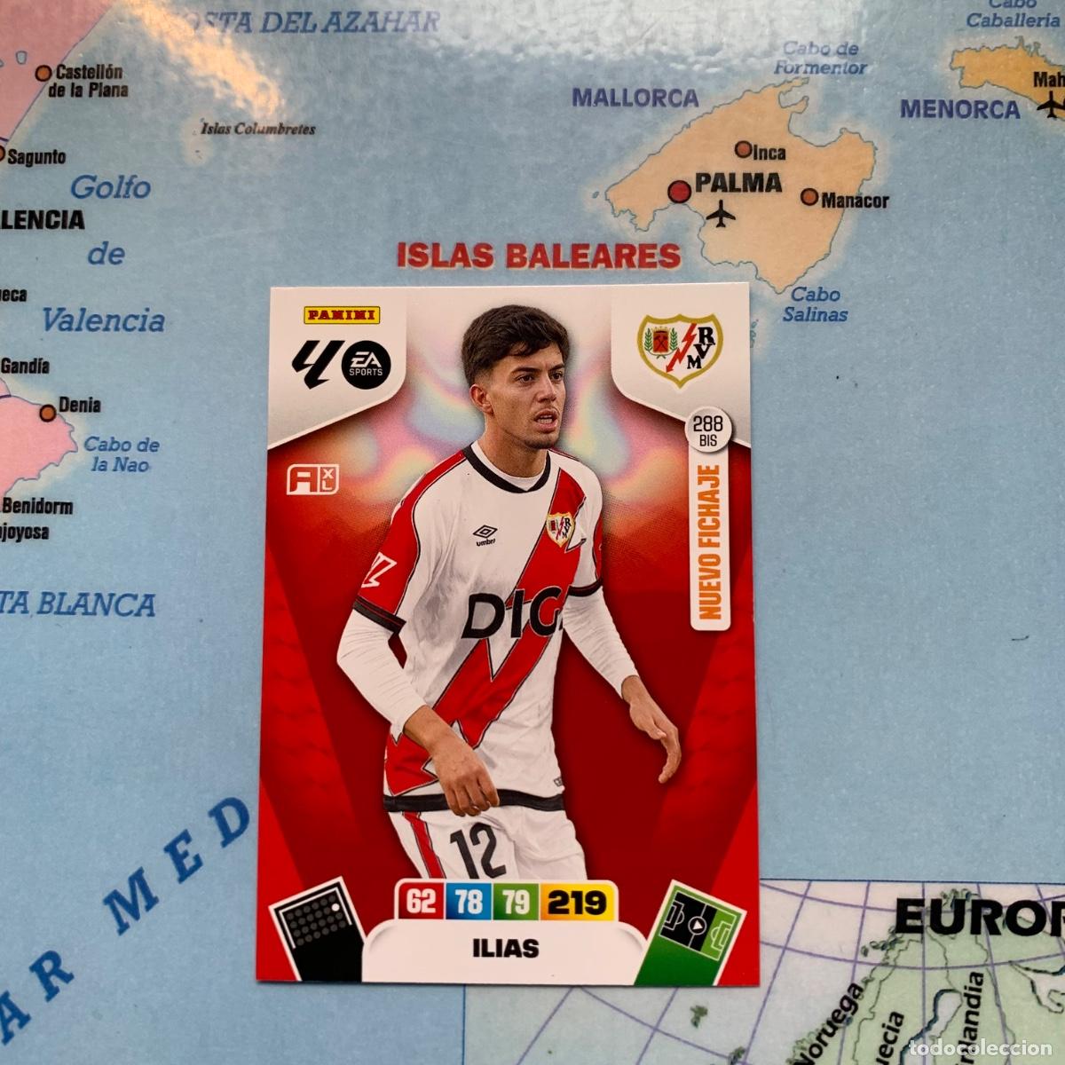 Football Stickers: Ilias nuevo fichaje n&uacute;mero 288 Bis del Rayo vallecano cromo adrenalyn XL 25-26 2025-2026