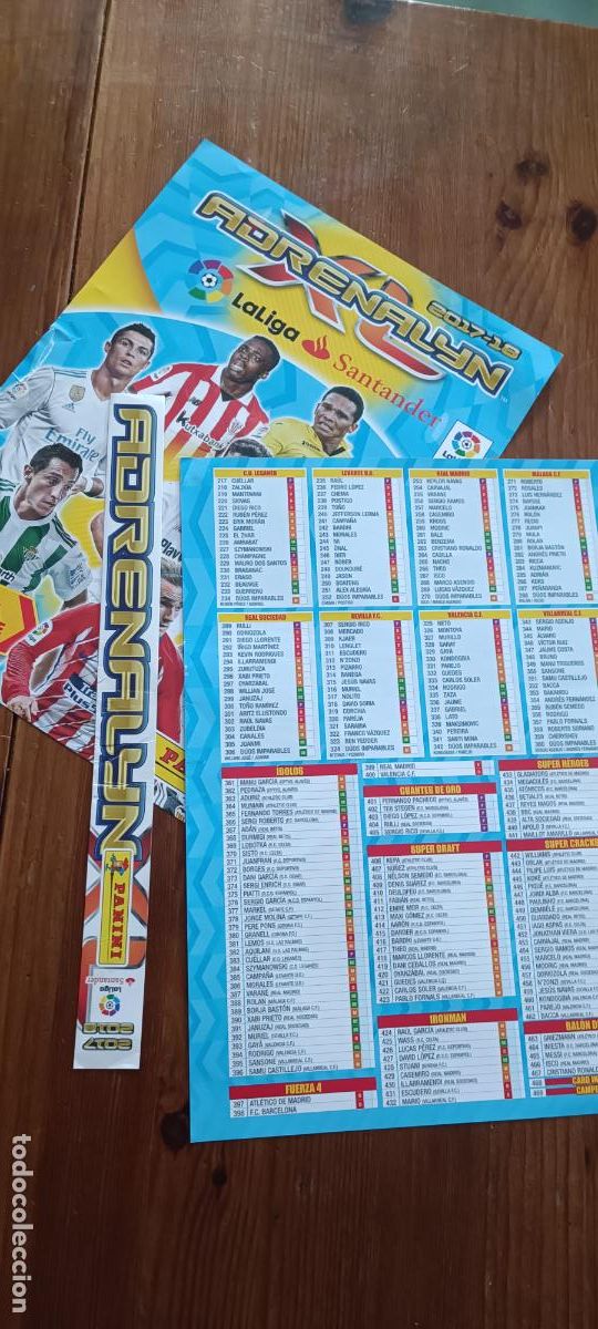Figurine di Calcio: portada, contraportada y lomo del ALBUM ADRENALYN 2017 18