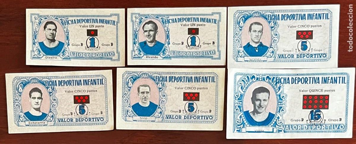 Cromos de Futebol: COLECCION DE FICHA DEPORTIVA INFANTIL 5 JUGADORES DEL REAL OVIEDO., A&Ntilde;O 1943-44