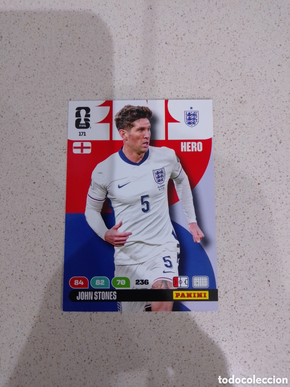 Cromos de F&uacute;tbol: CARTA N&Uacute;MERO 171 JOHN STONES INGLATERRA. ADRENALYN XL MUNDIAL 2026.