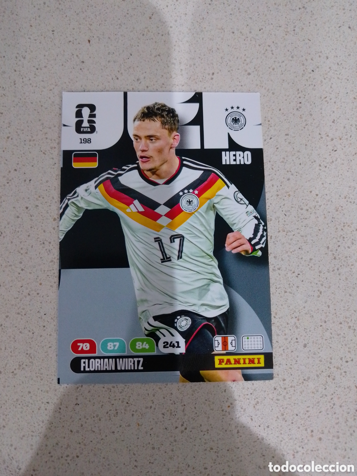 Cromos de F&uacute;tbol: CARTA N&Uacute;MERO 198 FLORIAN WIRTZ ALEMANIA. ADRENALYN XL MUNDIAL 2026.