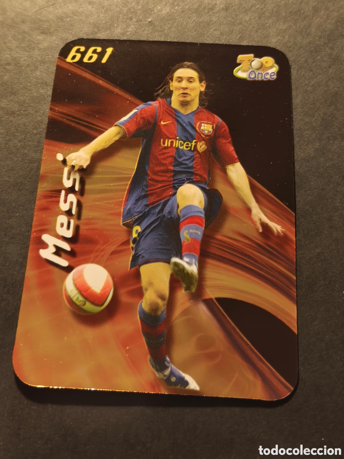 Cromos de F&uacute;tbol: 661 MESSI FC BARCELONA MUNDICROMO FICHAS LIGA 2008 TOP 11 BRILLO LISO PUNTAS REDONDAS