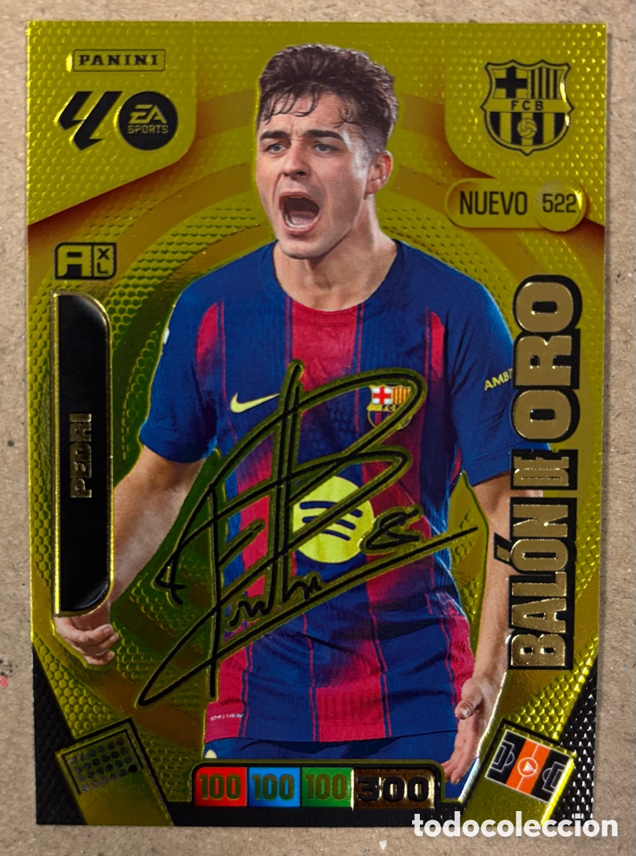 Cromos de F&uacute;tbol: PEDRI (FC BARCELONA) NUEVO BAL&Oacute;N DE ORO N&deg; 522. CROMO CARTA ADRENALYN XL TEMPORADA 2025-2026.