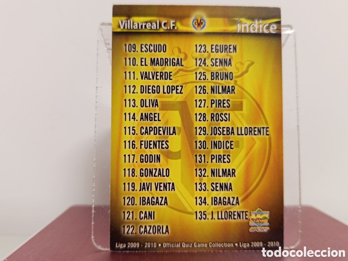 Cromos de Futebol: ❇️ CROMO ⚽ &Iacute;NDICE VILLARREAL 130 FICHAS LIGA QUIZ COLLECTION MUNDICROMO ❇️