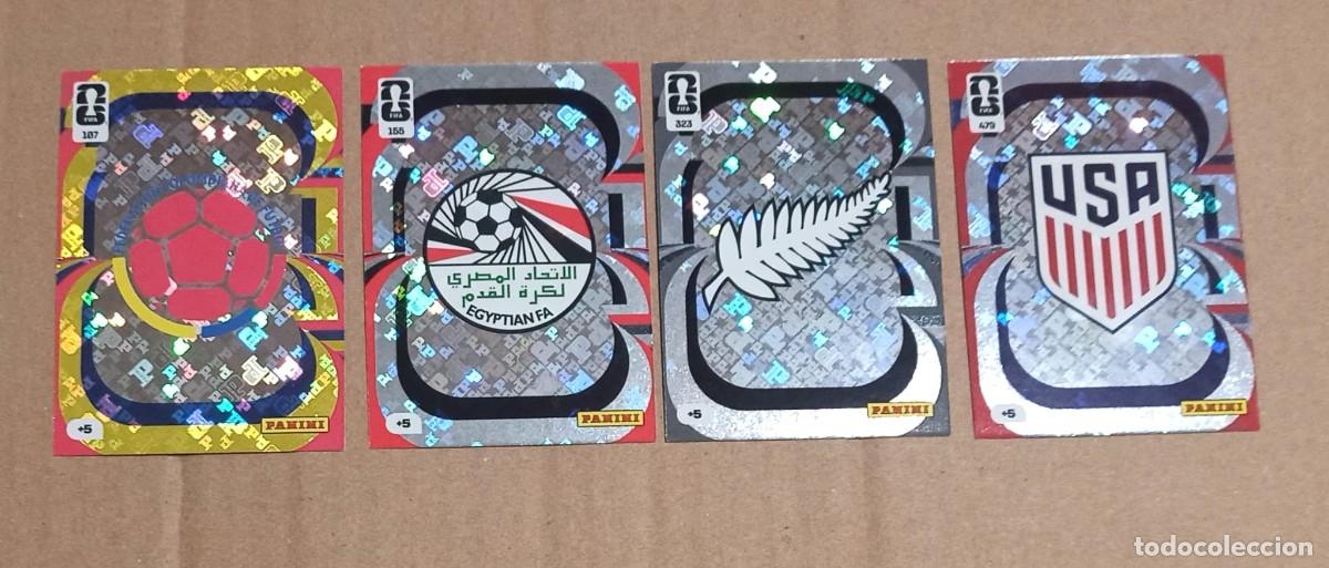 Cromos de F&uacute;tbol: PACK 4ESCUDOS WORLD CUP 26 PANINI USA COLOMBIA