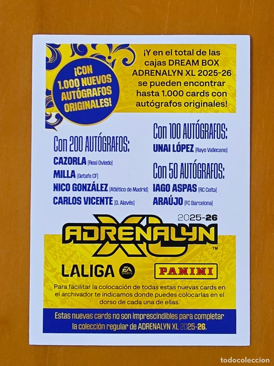 Fu&szlig;ball-Sticker: L&aacute;mina Dream Box total kings &iacute;ndice de contenido, Panini Adrenalyn XL Liga 2025 2026 25 26