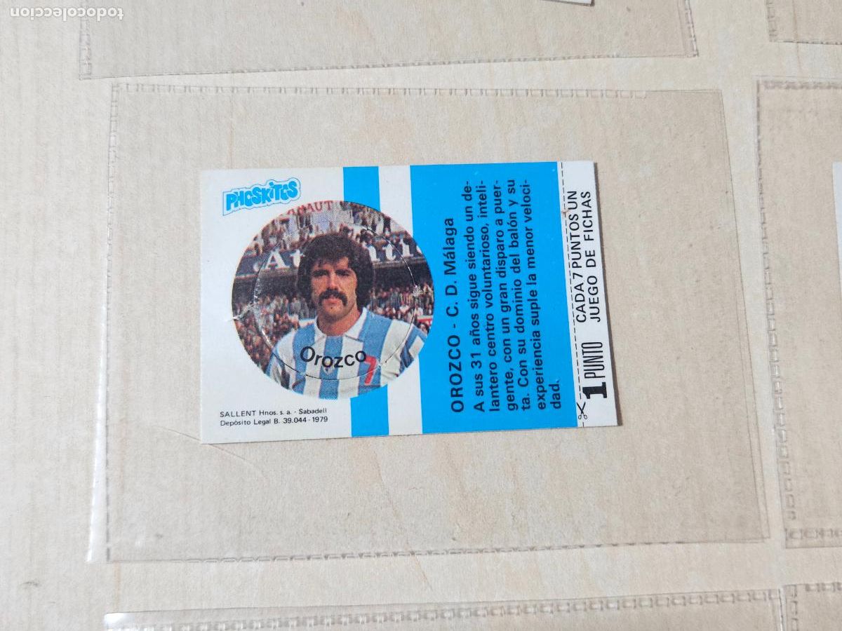 Cromos de F&uacute;tbol: Phoskitos - Cromo de OROZCO - MALAGA - Futbol - A&ntilde;o 1979