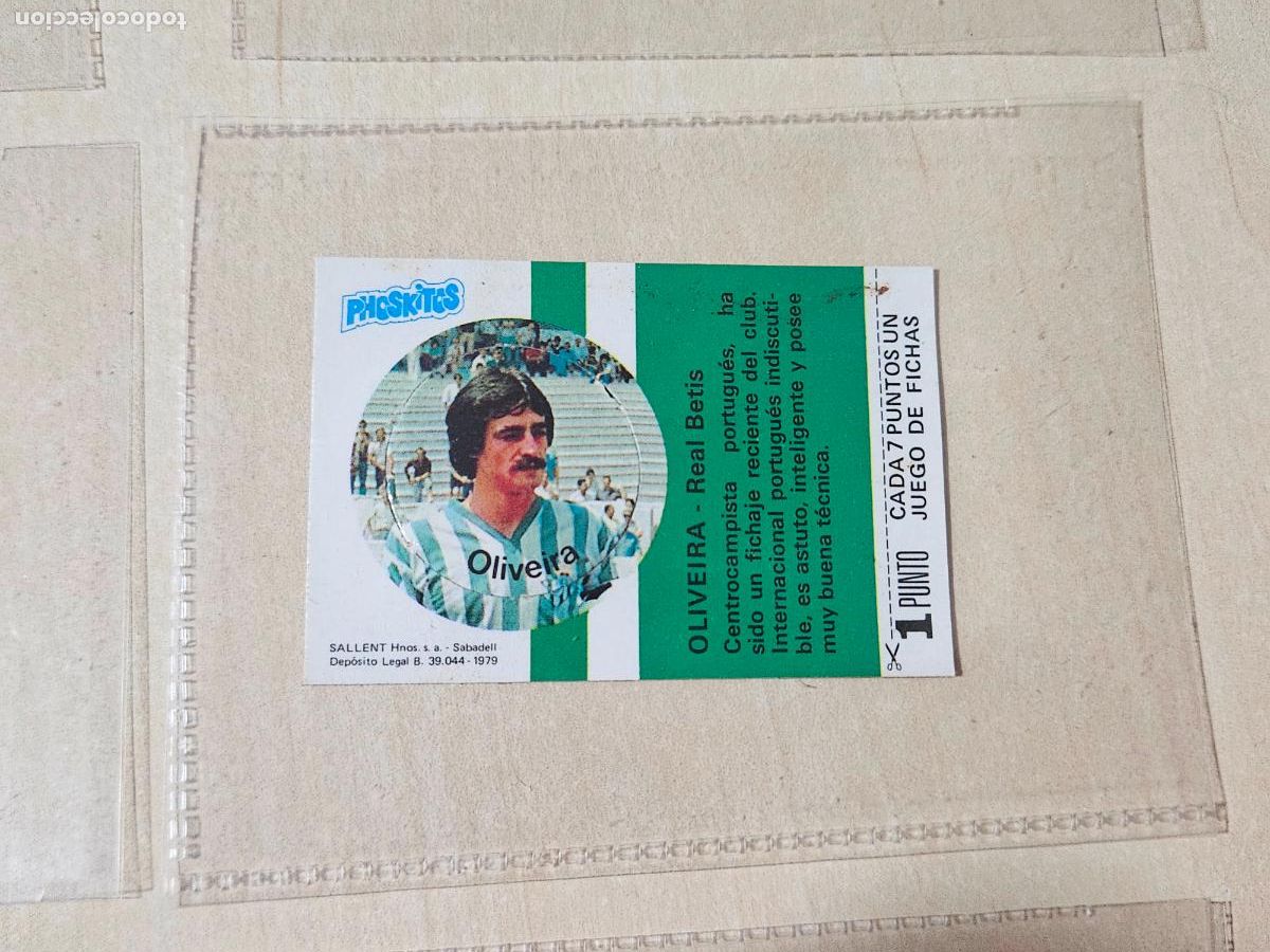 Cromos de F&uacute;tbol: Phoskitos - Cromo de OLIVEIRA - REAL BETIS - Futbol - A&ntilde;o 1979