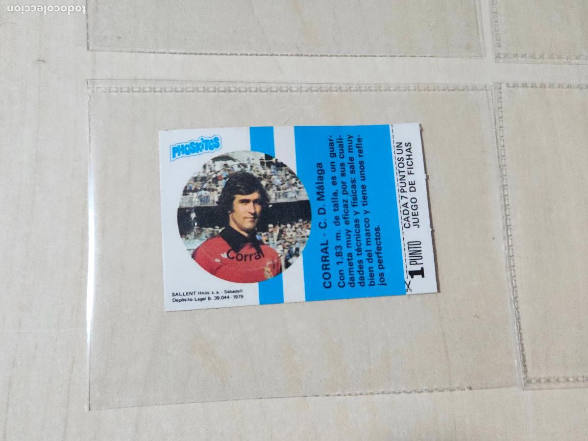 Cromos de F&uacute;tbol: Phoskitos - Cromo de CORRAL - MALAGA - Futbol - A&ntilde;o 1979