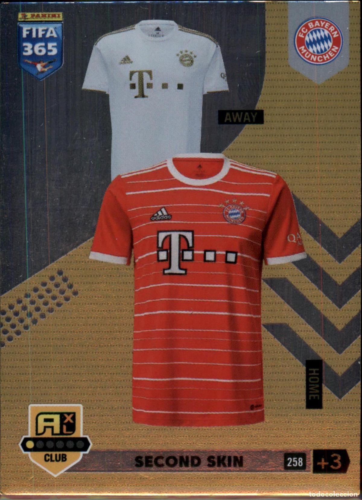 Football Stickers: Segunda Equipaci&oacute;n Bayern M&uuml;nchen N&ordm; 258 FIFA 365 Adrenalyn XL 2022 2023 Panini 22 23