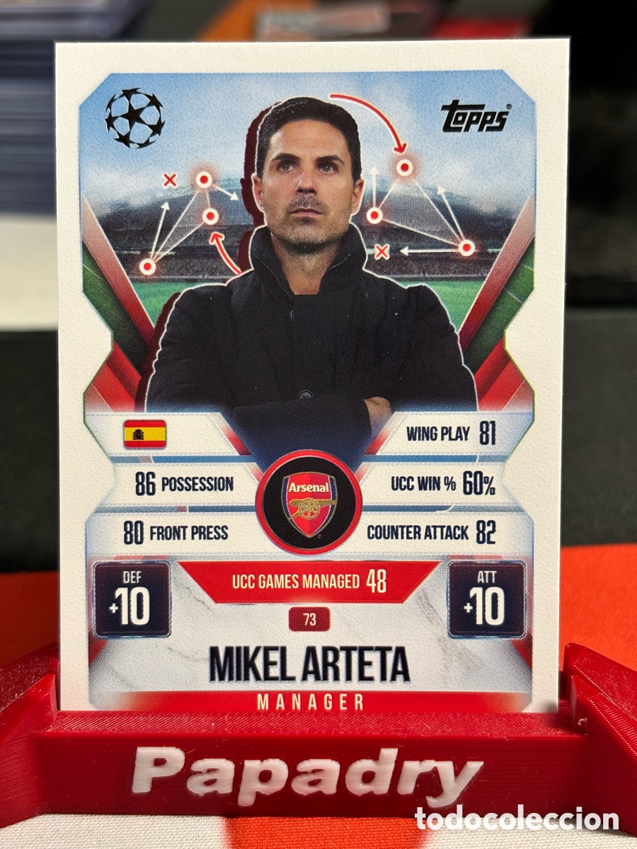 Football Stickers: Match Attax Champions League Extra 25/26 73 Manager Mikel Arteta Arsenal