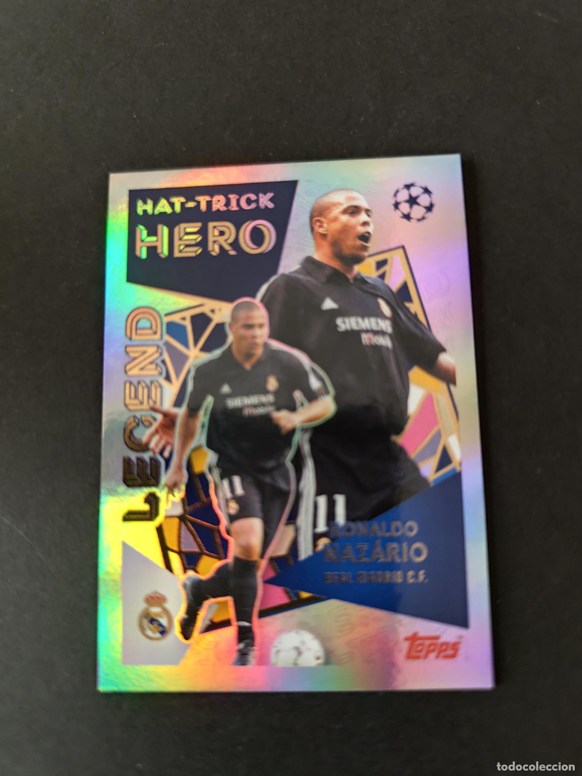 Cromos de F&uacute;tbol: 28 RONALDO NAZARIO HAT TRICK HERO LEGEND REAL MADRID STICKER CHAMPIONS LEAGUE 2025 2026 25 26 TOPPS