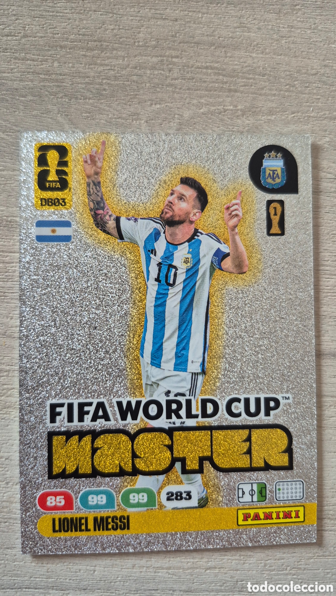 Cromos de F&uacute;tbol: DB03 FIFA World Cup Master Lionel Messi Adrenalyn FIFA World Cup 26