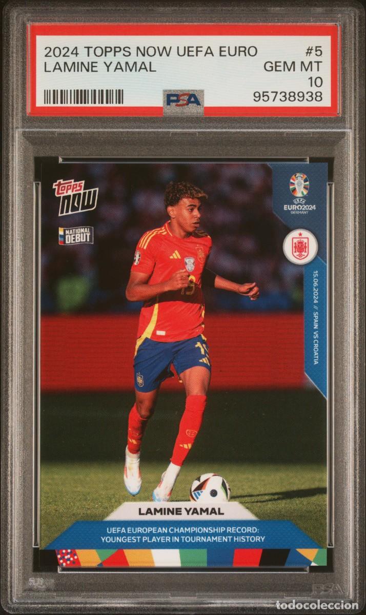 Cromos de F&uacute;tbol: Lamine Yamal #5 Espa&ntilde;a Topps Now UEFA EURO 2024 PSA 10