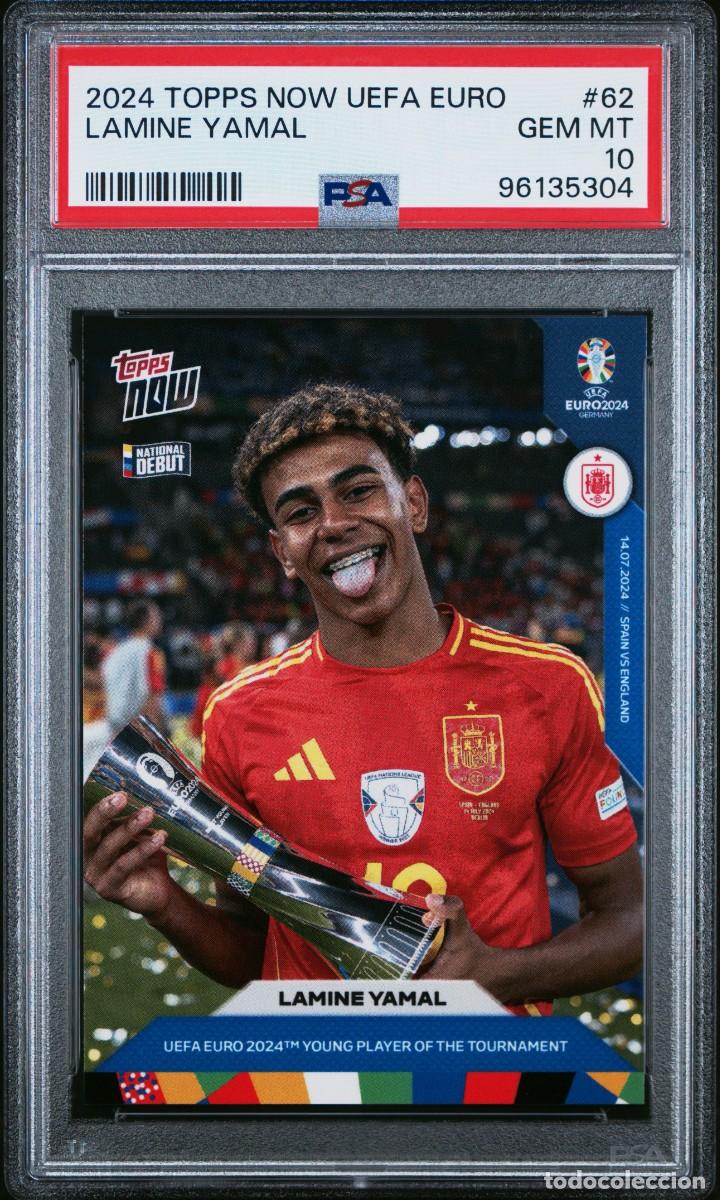 Cromos de F&uacute;tbol: Lamine Yamal #62 Espa&ntilde;a Topps Now UEFA EURO 2024 PSA 10